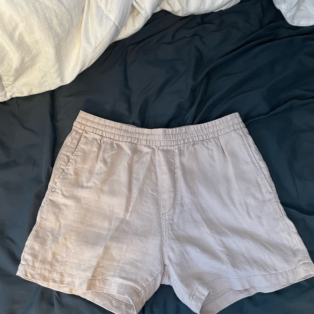 H&M linen shorts in tan